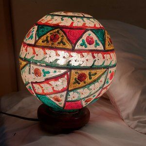 Beautiful Vintage hand painted Camel's bladder lamp